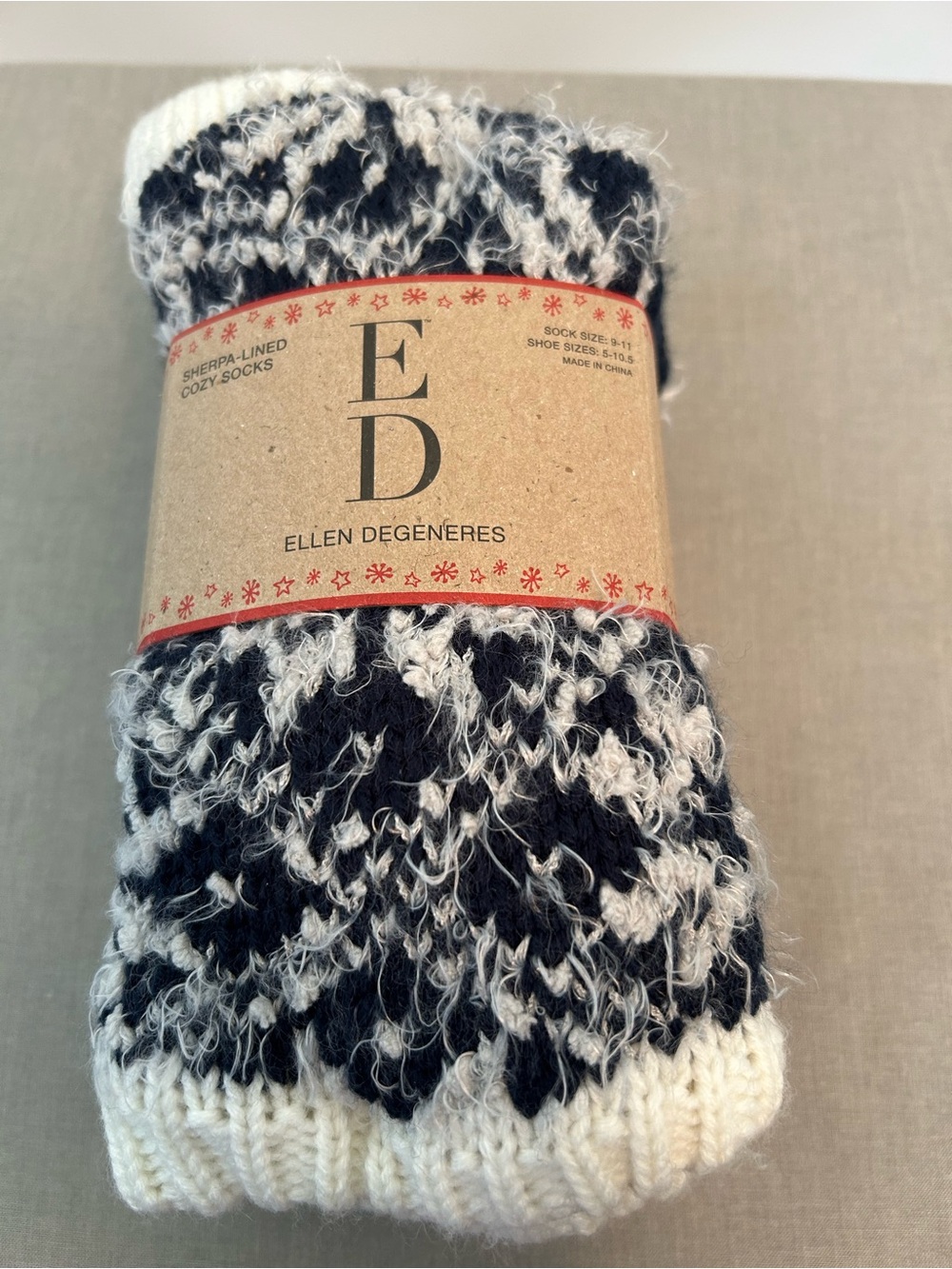 Ellen Degeneres Navy and White Sherpa-Lined Cozy Socks